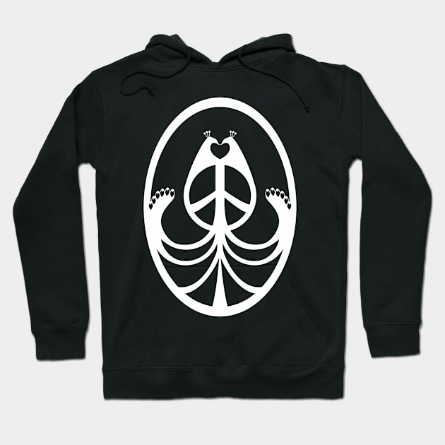 Peace, Love and Peacocks (White) Hoodie by hideedoodle